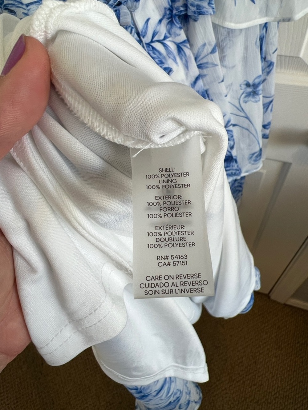 Calvin Klein Blue White Floral Midi Chiffon Dress with Pleated Skirt size 6 - Picture 11 of 14
